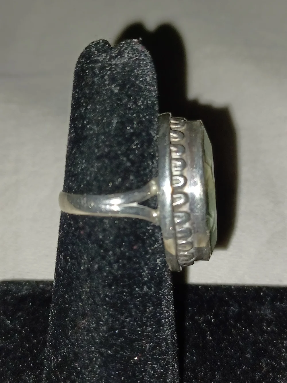 Silver Ring with Light Green Amethyst Prasiolite Marquise Gemstone Approx Size 5